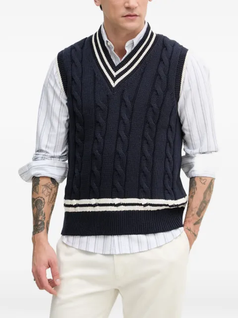 Benetton cable-knit striped sweater Blue 1ZHHK401N