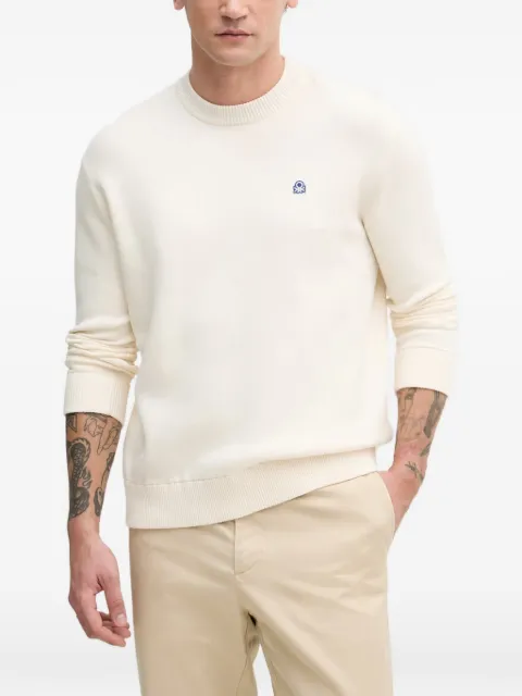 Benetton logo-embroidered ribbed-trim sweater Neutrals 1UAEU10B6