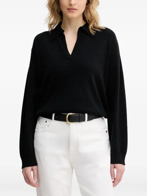 Benetton polo-collar drop-shoulder sweater Black 1C19D301I