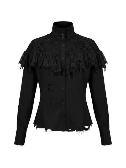 Almaz Western ruffled distressed-effect shirt Black SH0302FW26