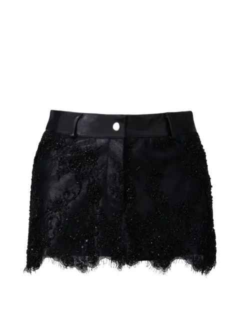 Almaz Night Out sequin-embellished lace-trim mini skirt Black SK0101SS26