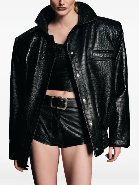 Almaz District crocodile-effect oversized jacket Black JK0202SS26