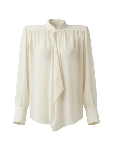 Almaz Hit The Trail draped padded-shoulder blouse White SH0202FW26