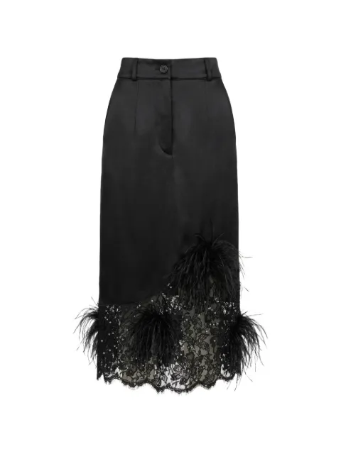 Almaz Highway feather-trim lace-hem skirt Black SK0102FW26