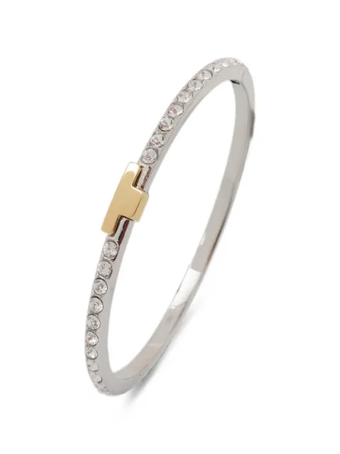 Trussardi crystal-embellished logo-plaque bracelet Silver TJAXC19