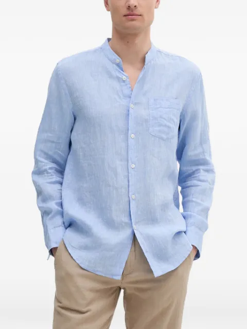 Benetton band-collar pocket-detail shirt Blue 5BKU5QL08