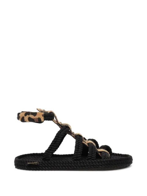 BOHONOMAD Serengeti leopard-print rope sandals Black SRGLEO