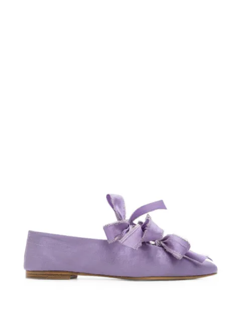 Sleeper Mille-feuille bow-detail silk ballet flats Purple SV043WS