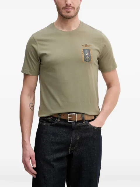 Aeronautica Militare logo-patch crew-neck T-shirt Green TS2534UJ00641