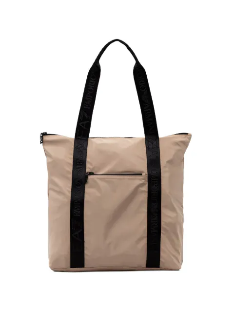 Ea7 Emporio Armani logo-print zip-fastening tote bag Neutrals 7W001476AF22280