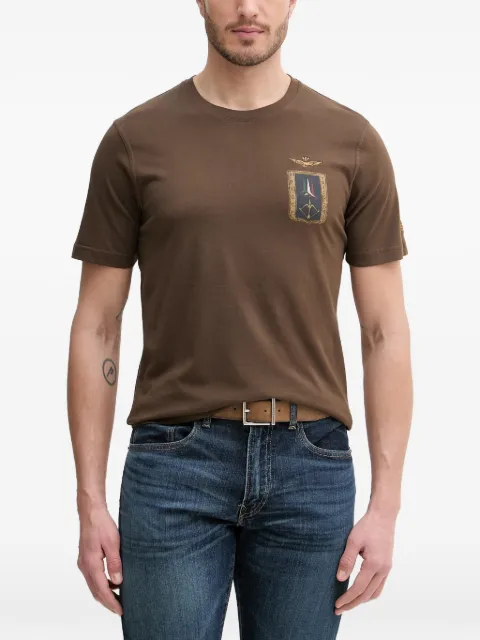 Aeronautica Militare embroidered-logo patch-detail T-shirt Brown TS2534UJ00641