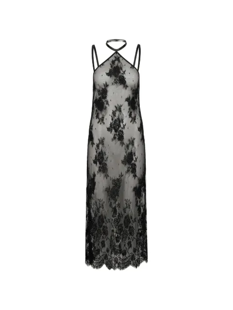 Almaz High Noon floral-lace midi dress Black DR0201FW26