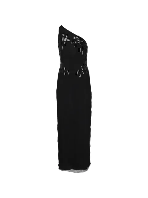 Mondrian one-shoulder appliqué dress Black WCV04122423