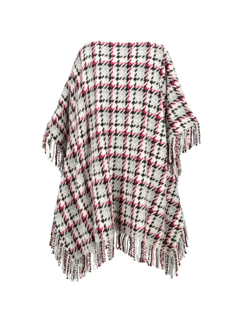 Ermanno Scervino Vintage check fringed poncho Grey CVM26634