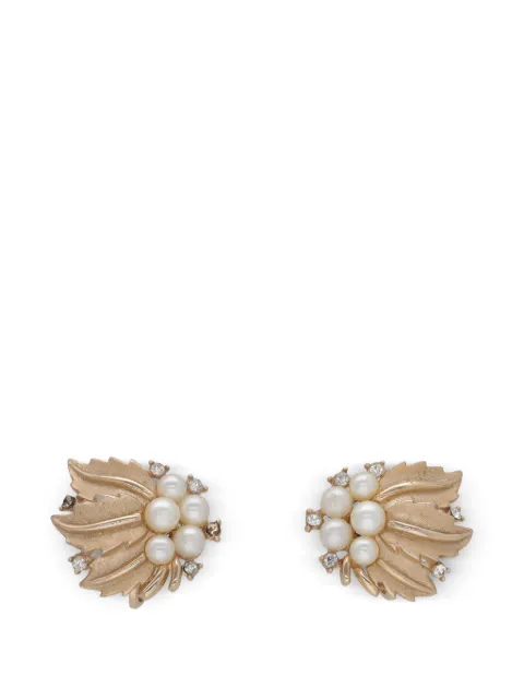 Trifari Vintage faux-pearl leaf earrings Gold WCV1303202549