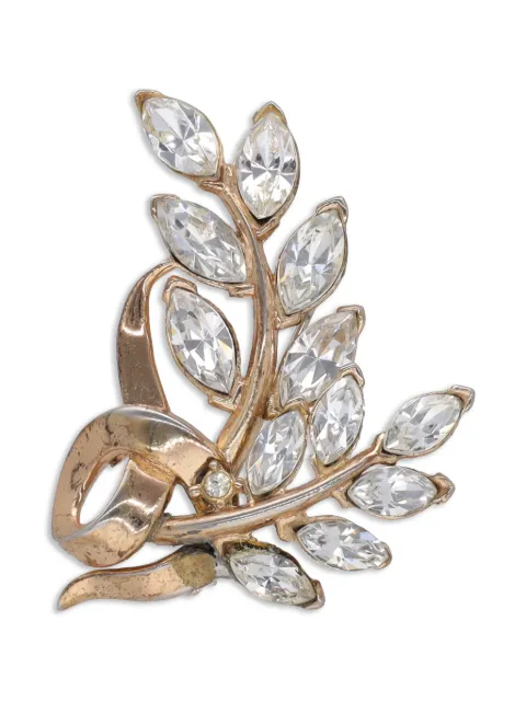 Trifari Vintage 1950s crystal-embellished leaf brooch Gold W2202084