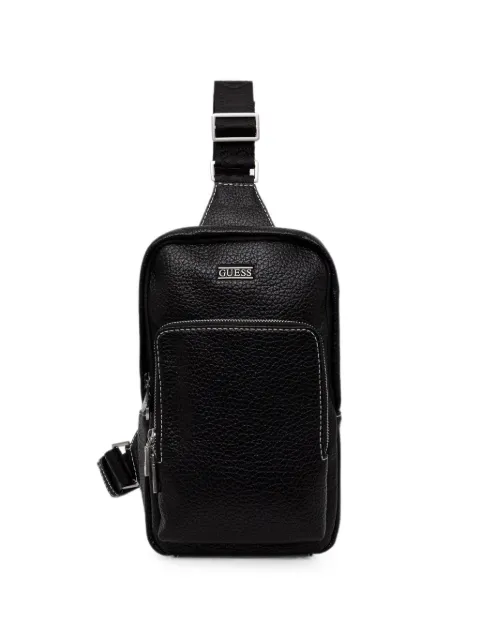 GUESS USA Boston pebbled contrast-stitch backpack Black HMBOGSP6226