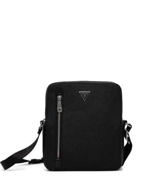 GUESS USA logo-plaque saffiano-effect crossbody bag Black HMTOSAP4218