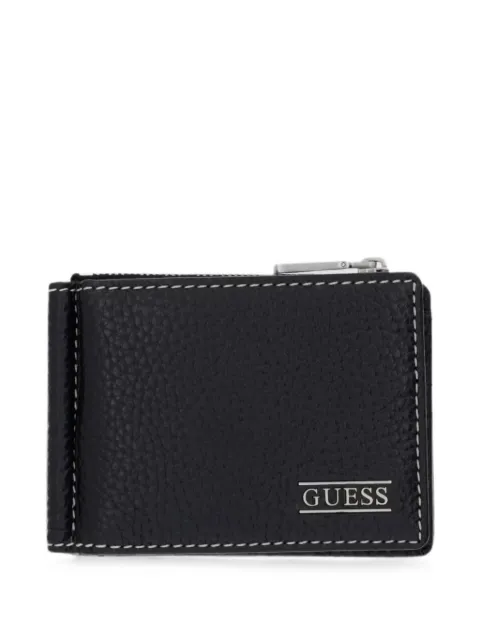 GUESS USA Boston logo-plaque pebbled-leather wallet Black SMBOGSLEA98