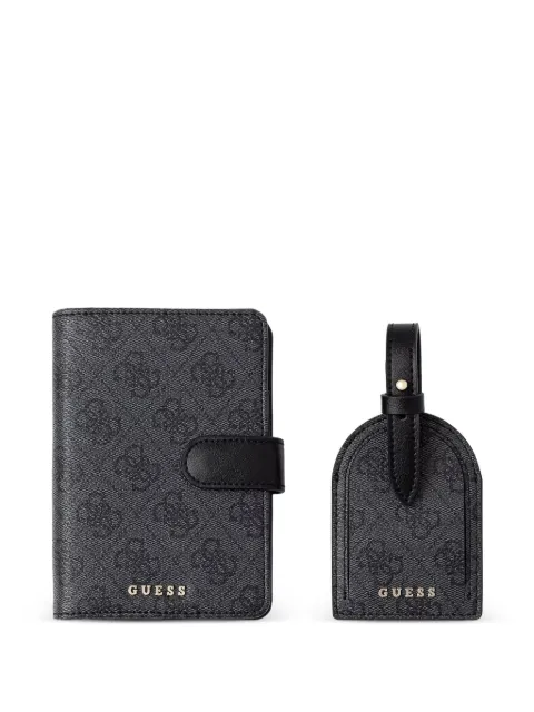 GUESS USA monogram-print luggage tag and passport holder set Black GFBOXWP6201