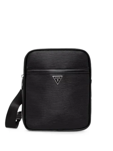 GUESS USA Milano logo-plaque textured messenger bag Black HMMIPWP6223