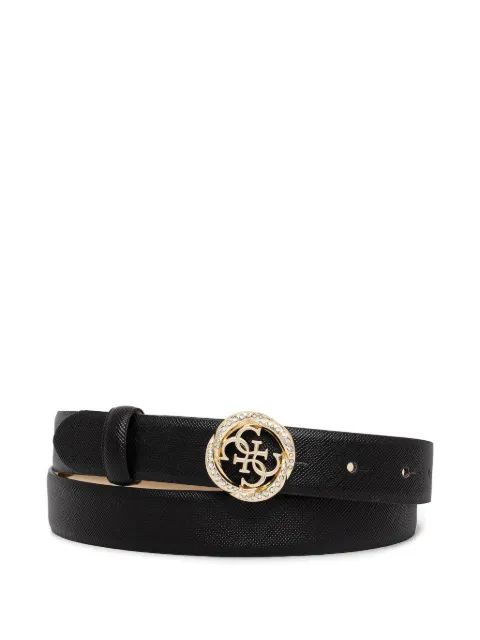 GUESS USA crystal-embellished logo-plaque belt Black BW9343P6225