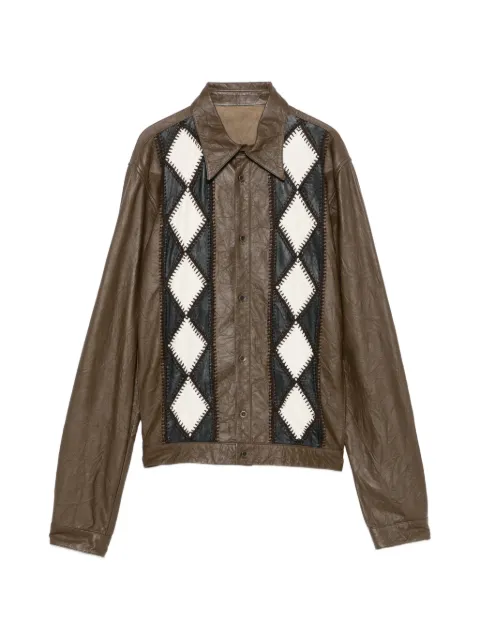 Romeo Gigli Pre-Owned 1990s argyle-patchwork leather jacket Brown RG480BHG
