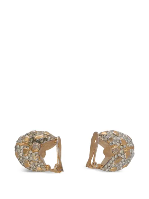 Kenneth Jay Lane Vintage crystal-embellished shell earrings Gold W1342629