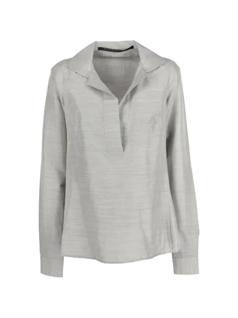 Richard Tyler V-neck long-sleeve blouse Grey W251179