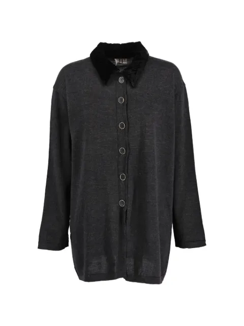 Mondrian contrast-collar button-up cardigan Black WCV0412244