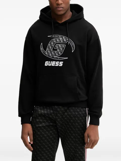 GUESS USA logo-print drawstring hoodie Black Z6RQ05K9YI1