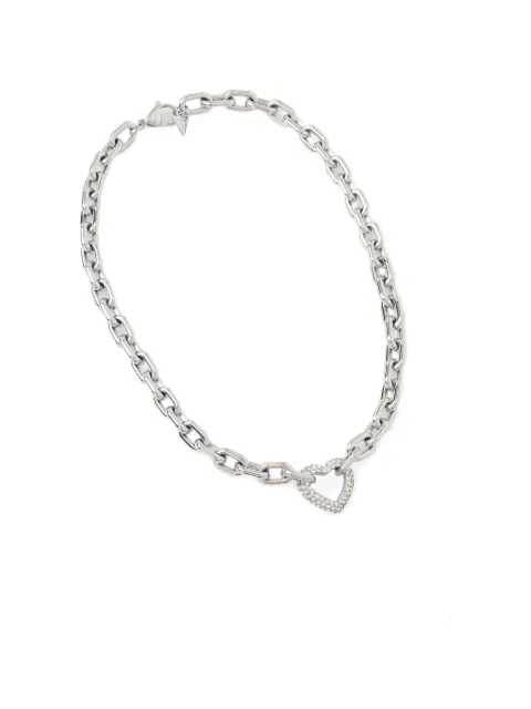 GUESS USA Beloved crystal-embellished heart-pendant necklace Silver JUBN05015JW
