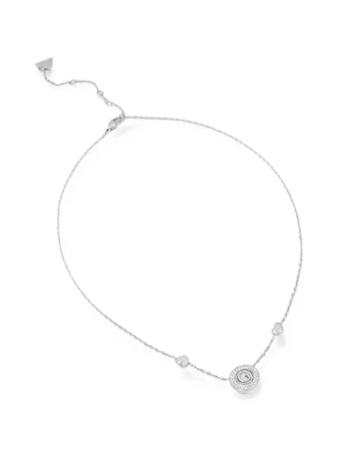 GUESS USA G Talisman crystal-embellished heart-charm necklace Silver JUBN06207JW