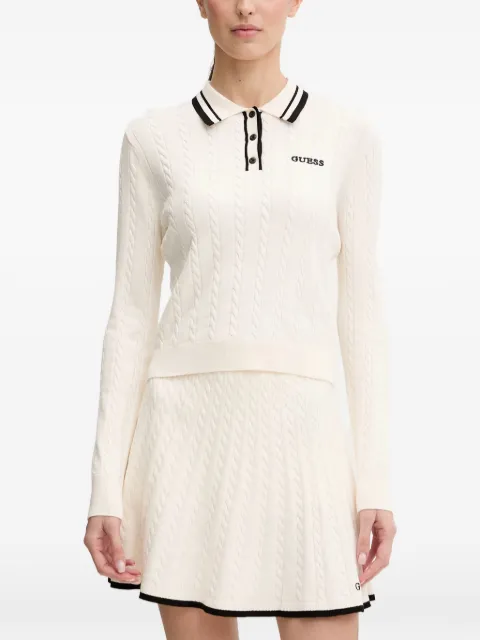 GUESS USA cable-knit polo-collar sweater White V6RR01Z4652