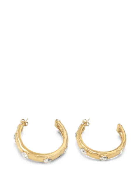 GUESS USA Mamounia crystal-embellished hammered hoop earrings Gold JUBE05314JW
