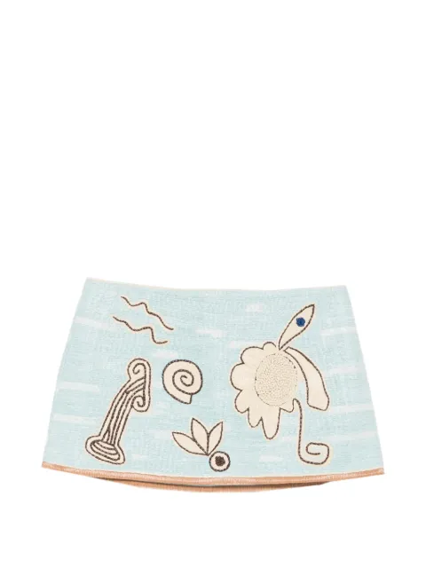 ALEMAIS raffia-effect mini skirt Blue 6045S
