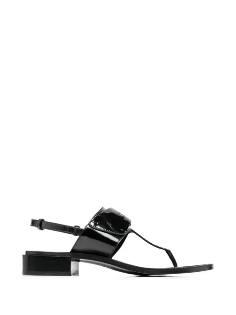 Ferragamo logo-plaque patent-leather sandals Black 750978