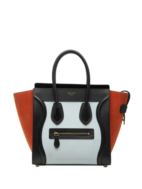 Celine Pre-Owned 2016 Micro Tricolor Nubuck and Calfskin Luggage tote bag White XYWEXWMDH8440JEH