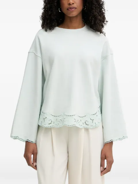 TWINSET scallop-edge embroidered sweatshirt Green 261TP205A