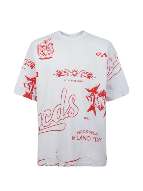 GCDS graphic-print T-shirt White C1MWQC063J079OPTICWHITERED