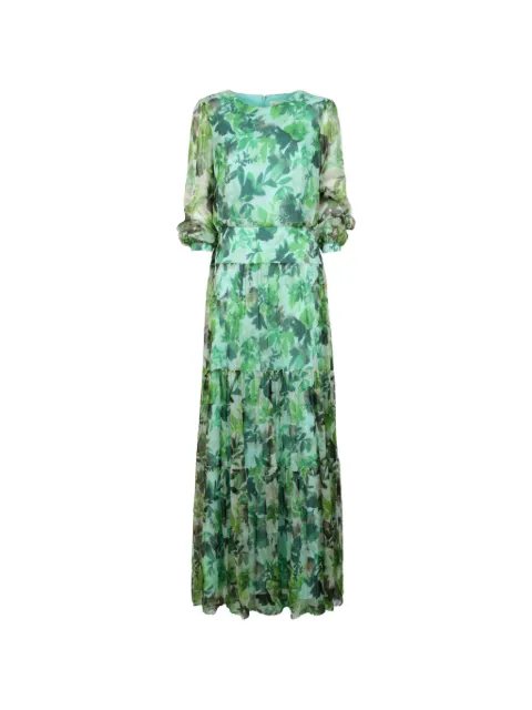 Saloni Isabel floral-print maxi dress Green 10077098