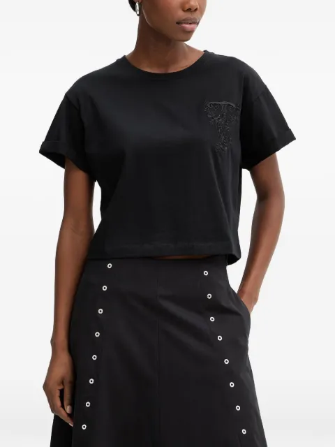 TWINSET logo-embroidered cropped T-shirt Black 261TT2380