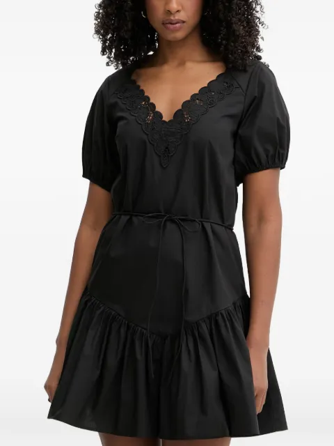 TWINSET lace-trim ruffled mini dress Black 261TT2033