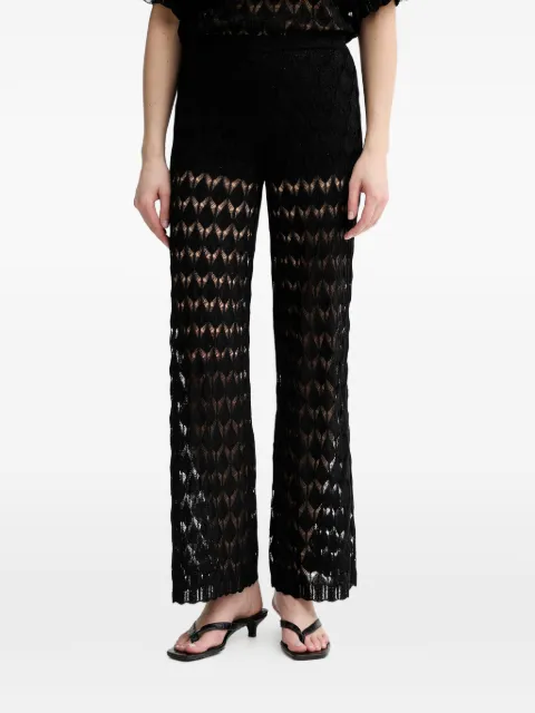 TWINSET crochet-knit logo-plaque trousers Black 261LM3ACC