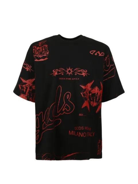 GCDS graphic-print T-shirt Black C1MWQC063J079BLACKRED