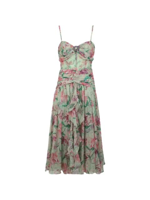 PatBO Honey Flower ruffled dress Green VEM33172