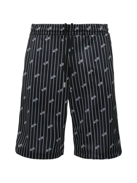GCDS pinstripe logo-print shorts Black C1MWQL220C005BLACKWHITE
