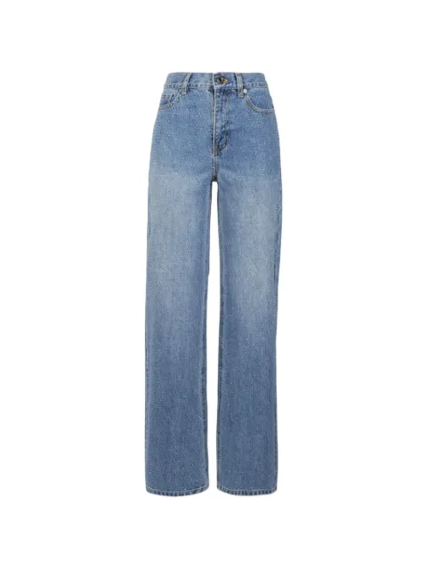 Self-Portrait rhinestone-embellished straight-leg jeans Blue RS26813PABLBLUE