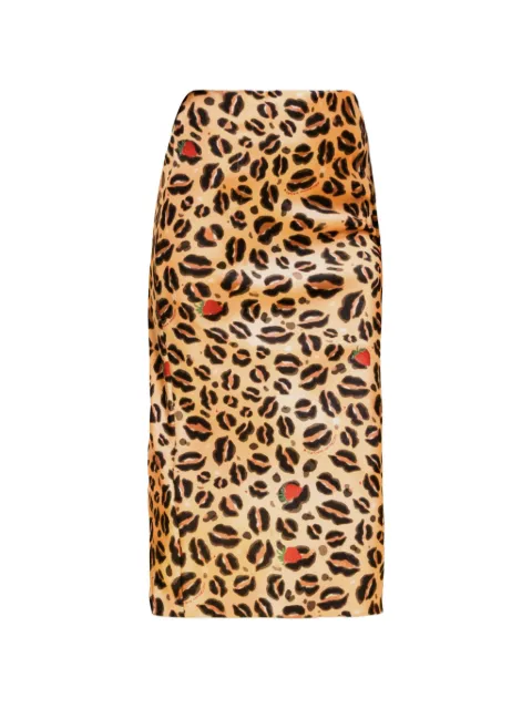 alessandro enriquez leopard-print strawberry-motif midi skirt Neutrals SS26AESK45DUANIMAL