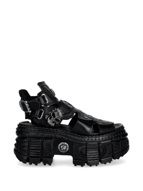 NEW ROCK skull-embellished platform sandals Black MBIOS131C2